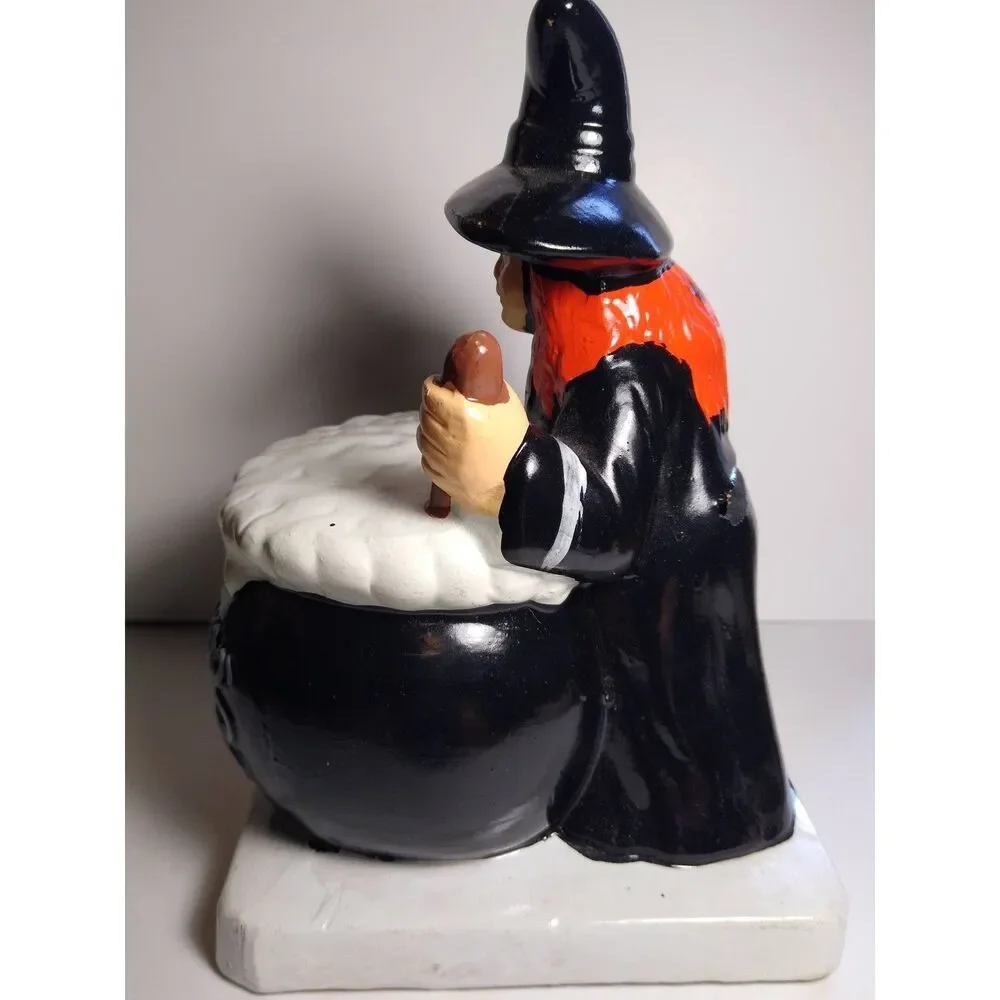 Halloween Witch Cauldron Bank Brewing Bucks Black Cat Pentagram Ceramic Decor